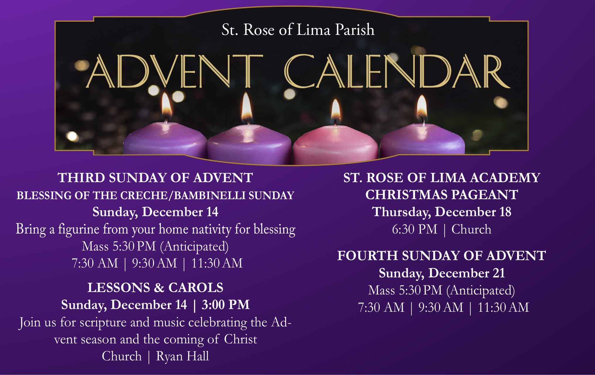 Advent 25 26 Schedule