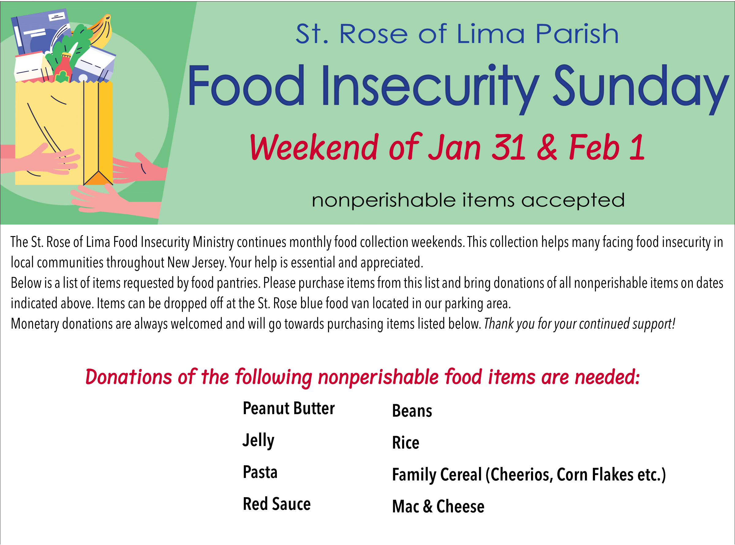 Food Donation Weekend Jan