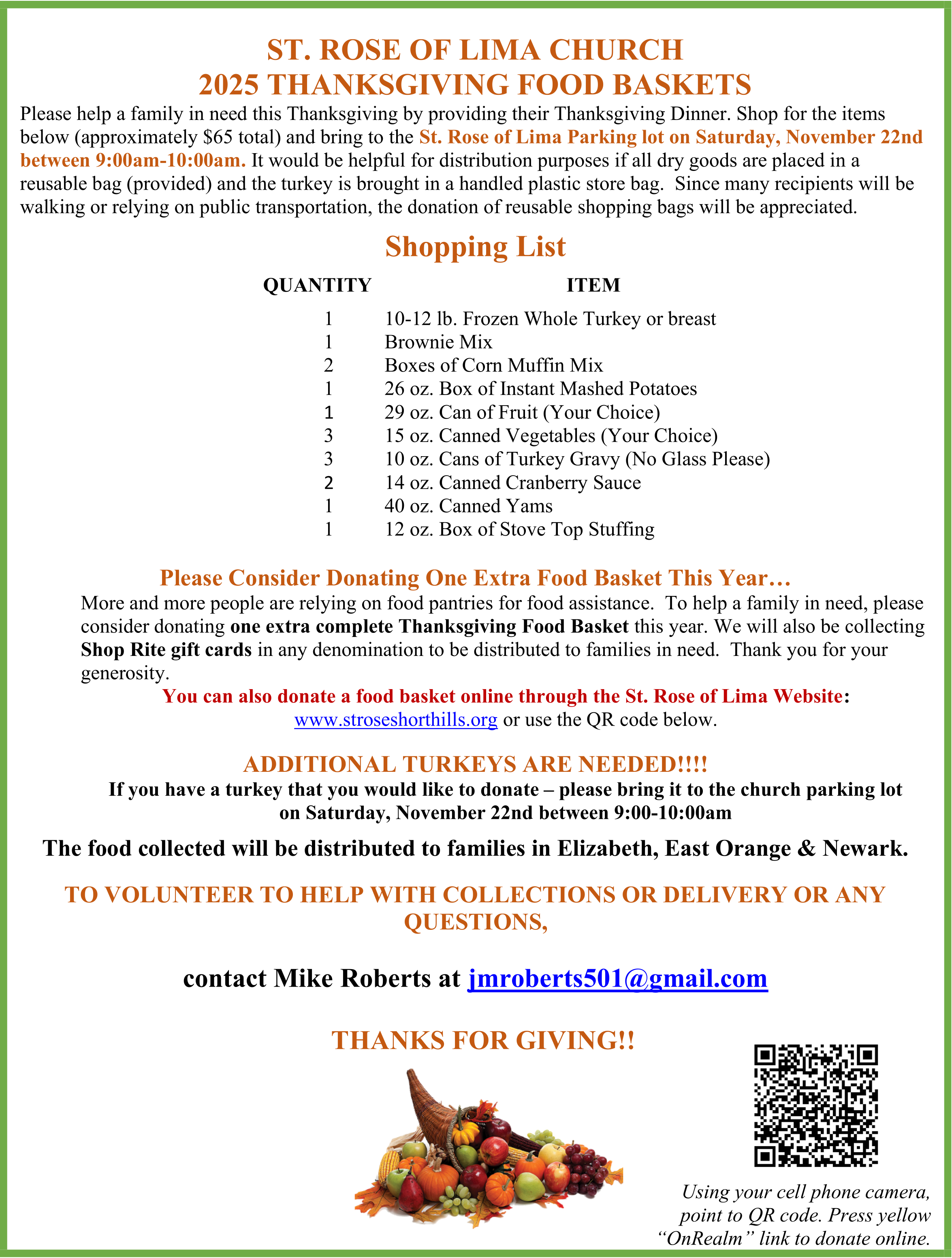 Thanksgiving Food Basket Drive 2025